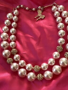 Sassy Jones Diamonique Pearl statement necklace